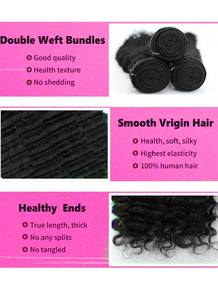 100% البرازيلي شعر بشري مجعد حزمة موجة عميقة 3/4 قطعة حزم غير المجهزة 30 34 بوصة الخام الطبيعي نسج ملحقات لحمة مزدوجة #3
