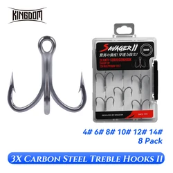 KINGDOM 3X anzuelos triples fuertes de acero al carbono, anzuelo para aparejos de pesca, accesorios de alta resistencia, anzuelo de pesca anticorrosión de agua salada