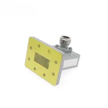 Plugue de aço inoxidável ortogonal de flange plana quadrada fdp84 de 6.57-9.99ghz, adaptador coaxial de guia de onda fêmea de precisão wr112 (bj84)