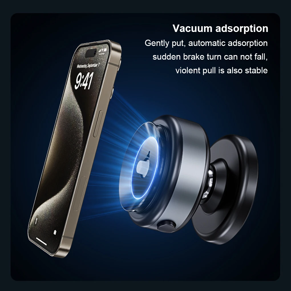 2024 New Car Magnetic Vacuum Adsorption Bracket Car Portable 360 ​​Degree Magnetic Aluminum Alloy Mobile Phone Holder