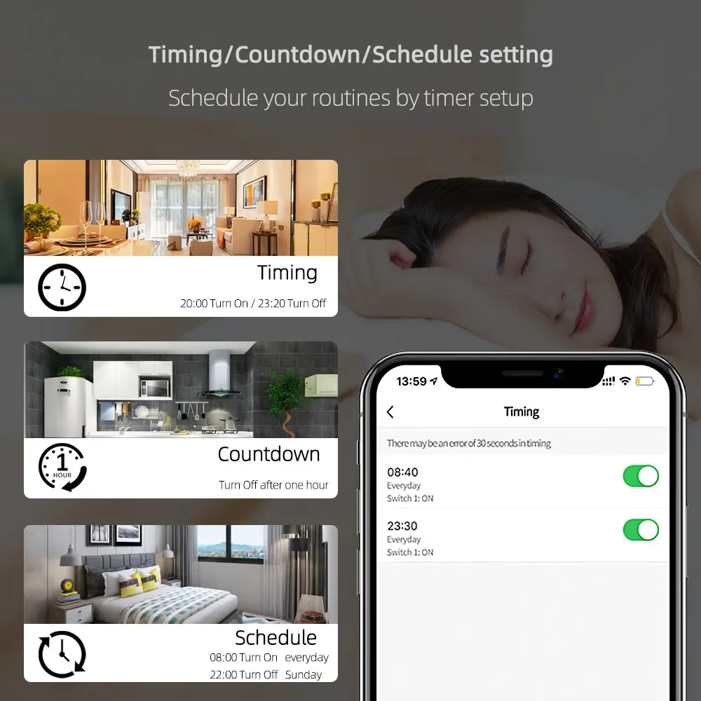 Dawnjoy Smart WiFi Light Switch Push Button Wall Switch neutral Wire Smart Life Control Works With Alexa Google Home Alice