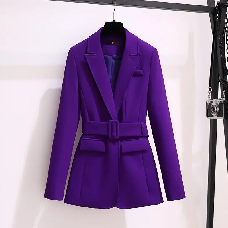 2024 Autumn Women\'s Purple Simple Blazer Work Office Ladies Suit Blazer Coat Fashionable Professional Suit Two-piece Suit