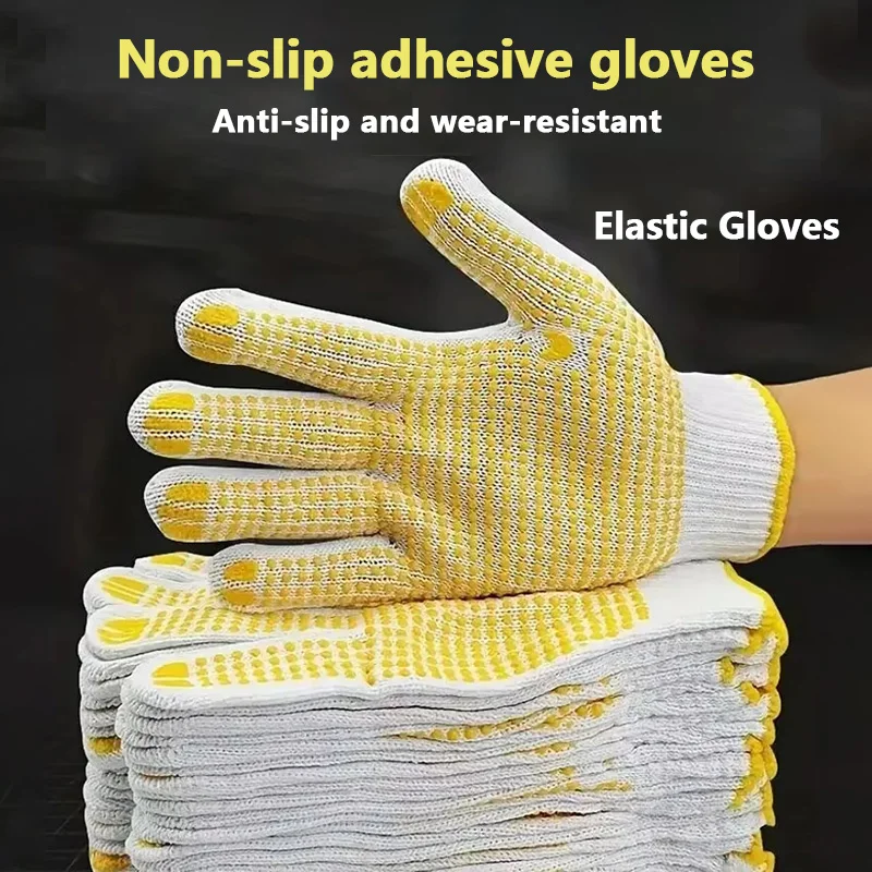 

15/30 pairs Work Gloves with Anti Slip Grip PVC Dots Safety Cotton Protection ,for Painter, Mechanic Industrial Construction mit