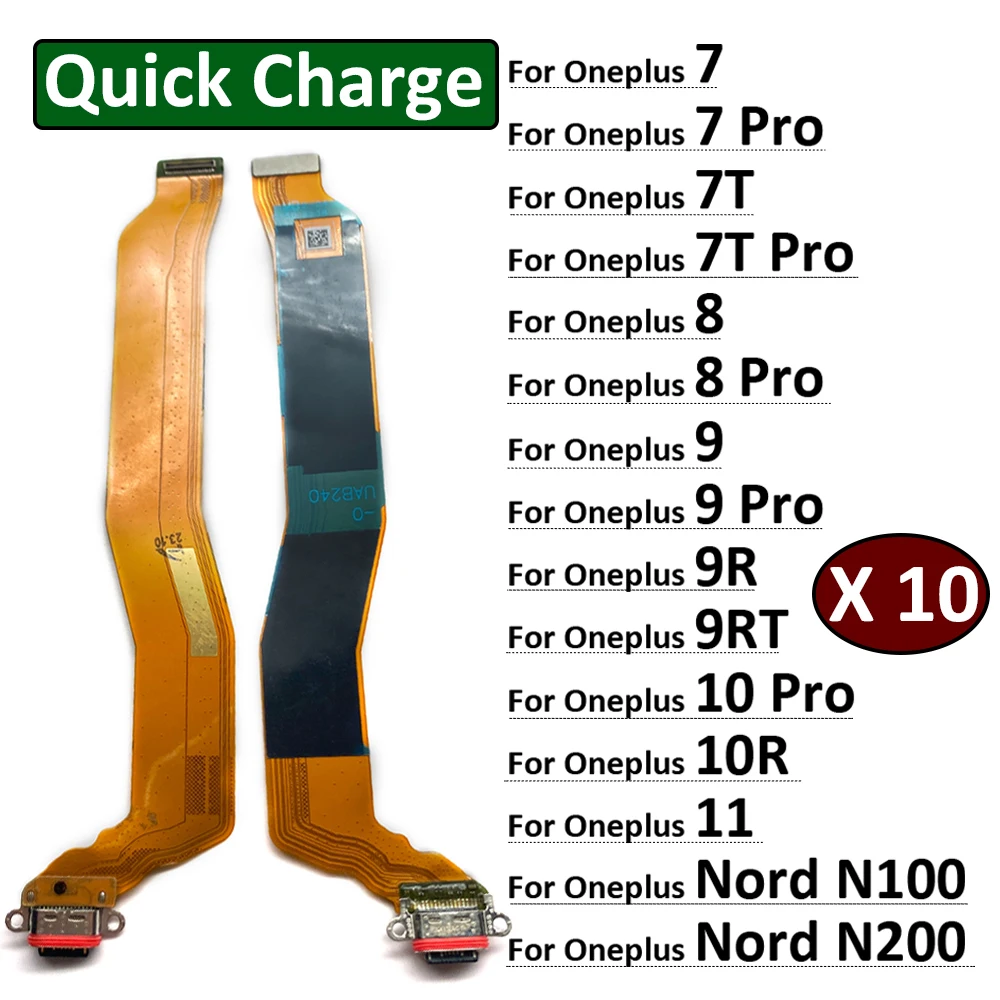 

10Pcs, USB Charger Charging Dock Port Connector Flex Cable For Oneplus 7 7T 8 9 10 11 Pro 9R 9RT 10R Nord N10 N100 5G