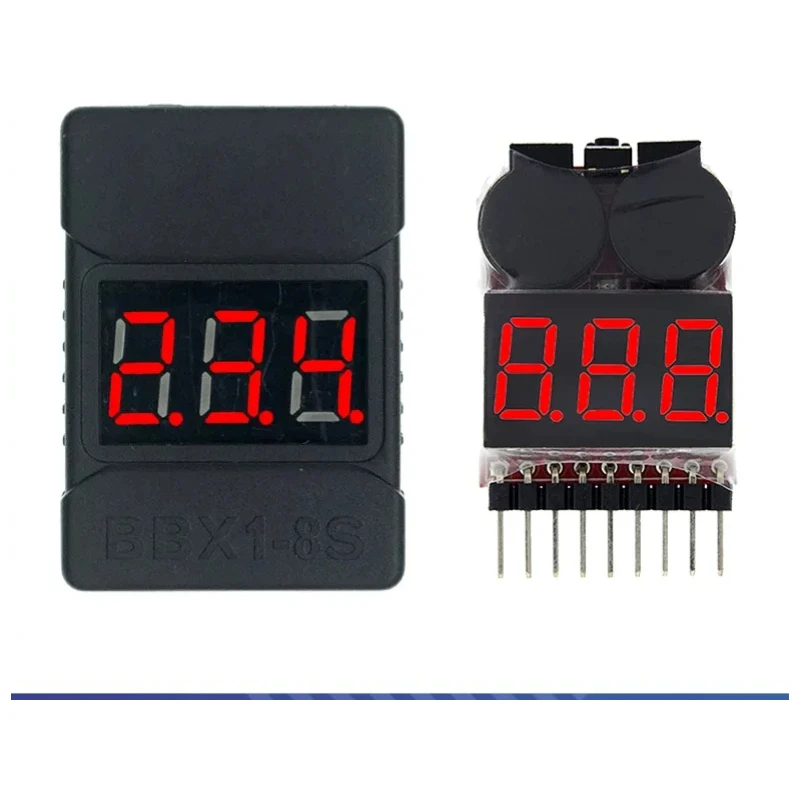 

1-5PCS BBX1-8S 2IN1 Lipo Battery Voltage Tester/Low Voltage Buzzer Alarm/Battery Voltage Checker Dual Speakers for Lipo/Li-ion