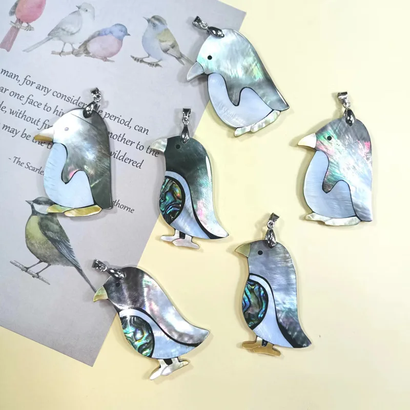 Handmade Mixed-color Shells, Cartoon Penguin, Black Shell, Abalone Shell Diy