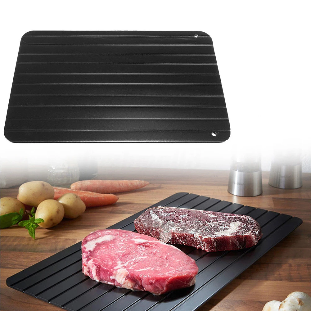 

Поднос для быстрого размораживания, алюминиевая тарелка для быстрого размораживания, черная, 35,5x20,5x0,3 см для мяса, рыбы, овощей, кухонного гаджета