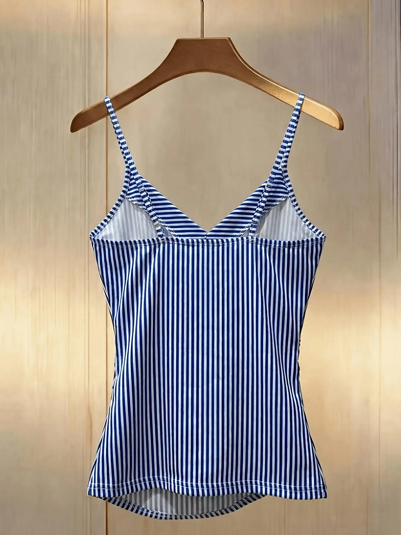 Ladies Elegant Striped Drawstring Decorative Buttoned Strap Vest Fashionable Casual Women's Top