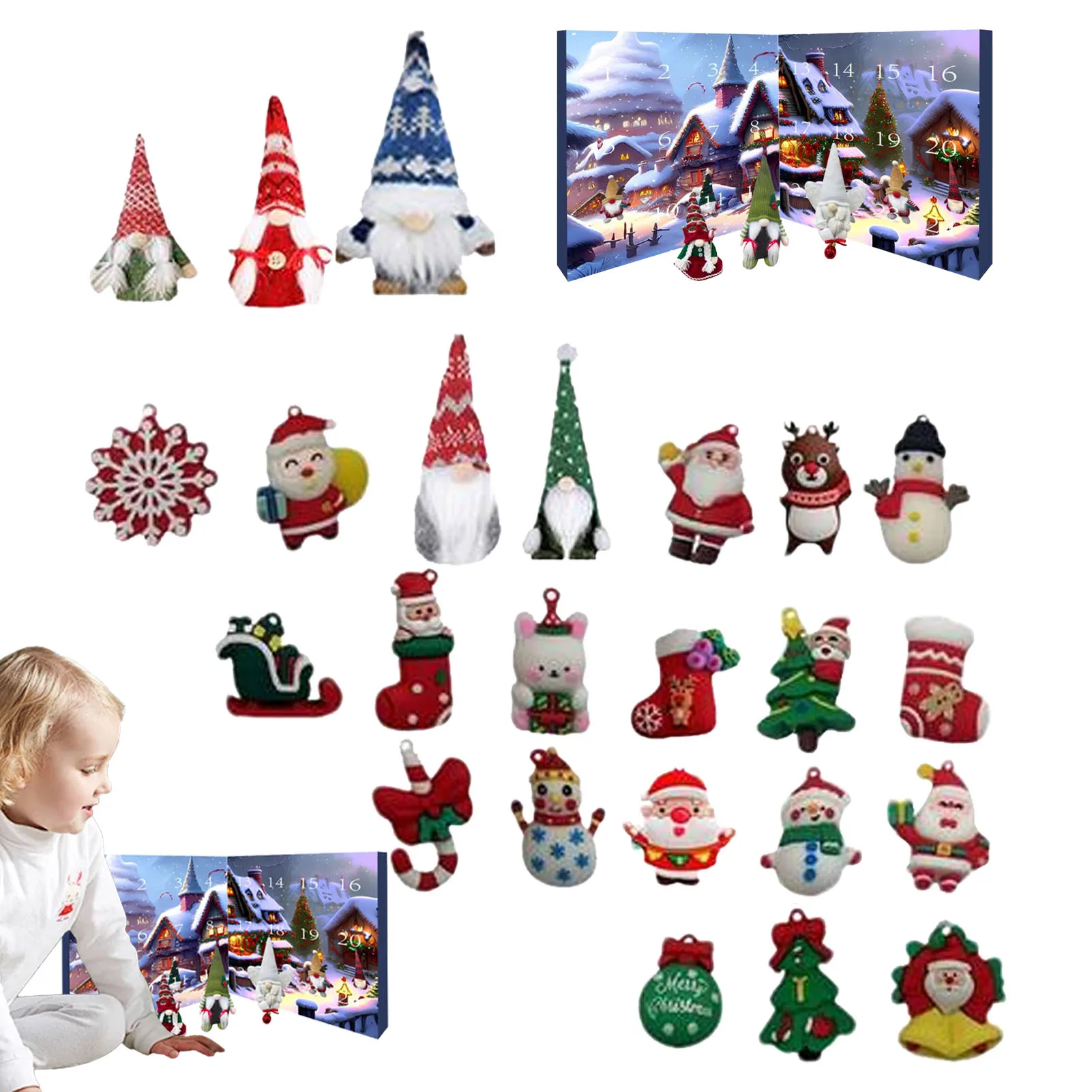 

Рождественский календарь обратного отсчета гномов, 24 шт. плюшевые гномы обратного отсчета Рождественские адвент-фигурки