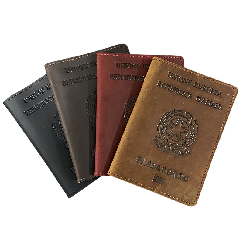 Skórzana włoska okładka na paszport paszport podróże Case mężczyźni Retro okładka na paszport