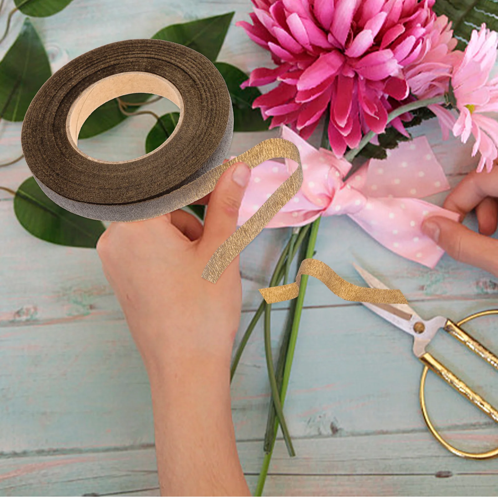 

12pcs Deep Tape for DIY Floral Wrap Tape Arrangement Easy Use Bouquet Stem Arrangement Tool Flower Wrapping Stem Tool Package