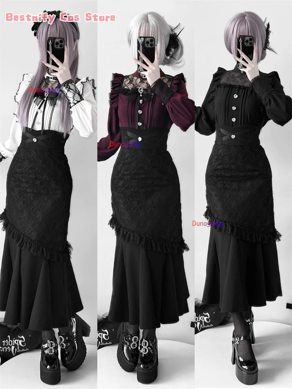 

CosplayGothic Lolita Long Skirt Cospaly Costumes Y2k Jirai kei Outfit Women's Dress Vintage Victoria Lace Patchwork Dress RolePl