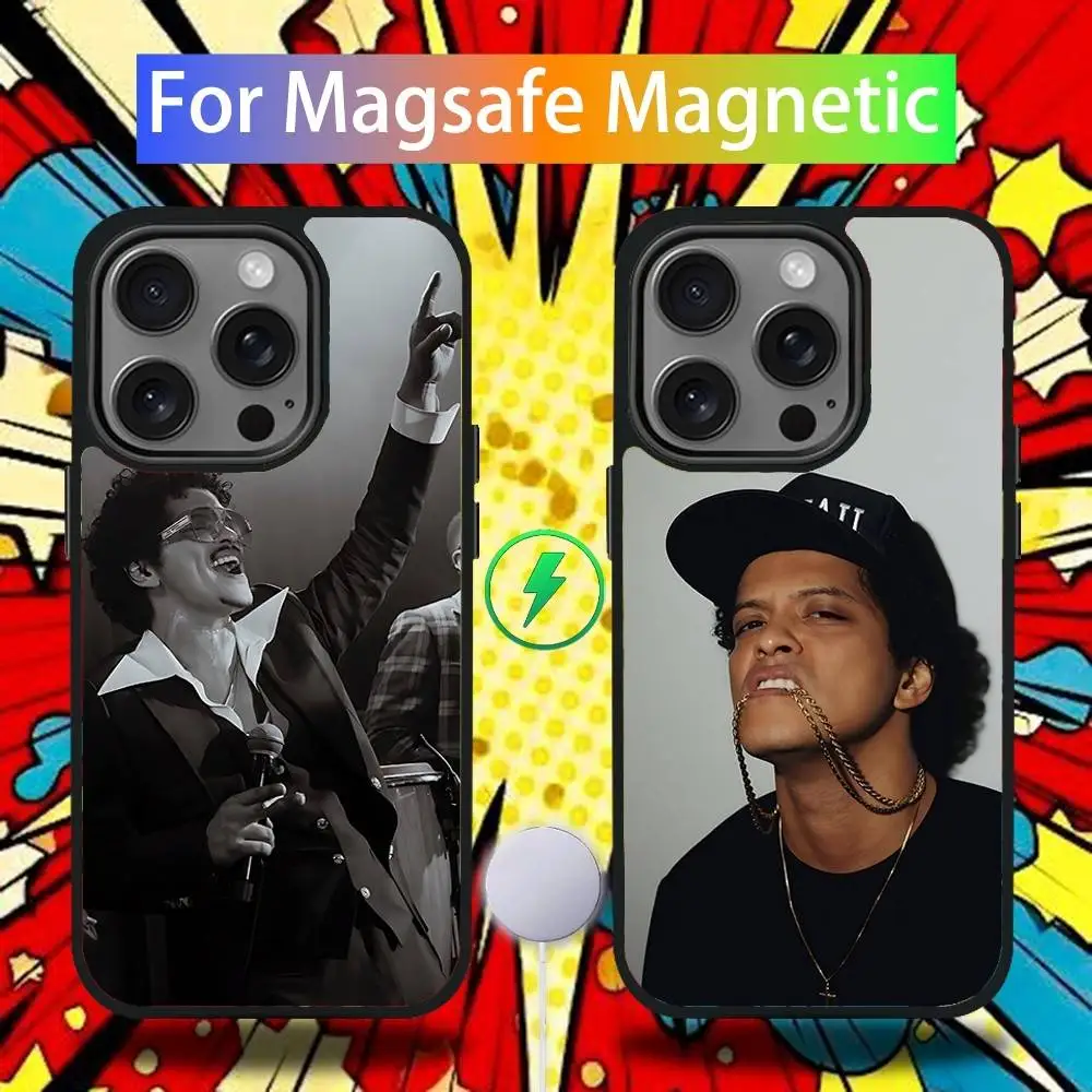 

B-bruno M-Mars Phone Case For iPhone 16,15,14,13,12,11,Pro,Max,Plus,Mini,SE4,E Magnetic Magsafe Wireless Charging