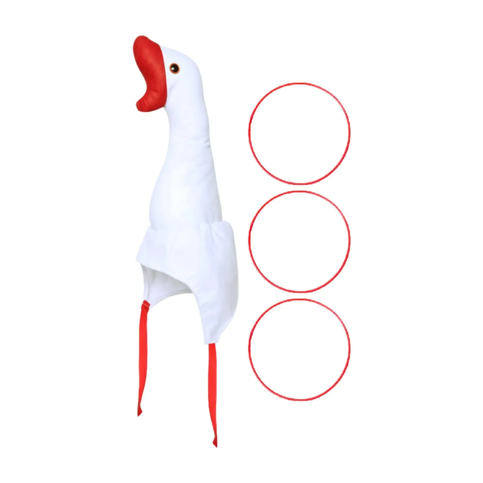 Couvre-chef d'oie en peluche de carnaval avec anneaux de lancer, casquette de mariage de dessin animé, couvre-chef d'extérieur pour adultes, chapeau de fête, chapeau d'animal en peluche