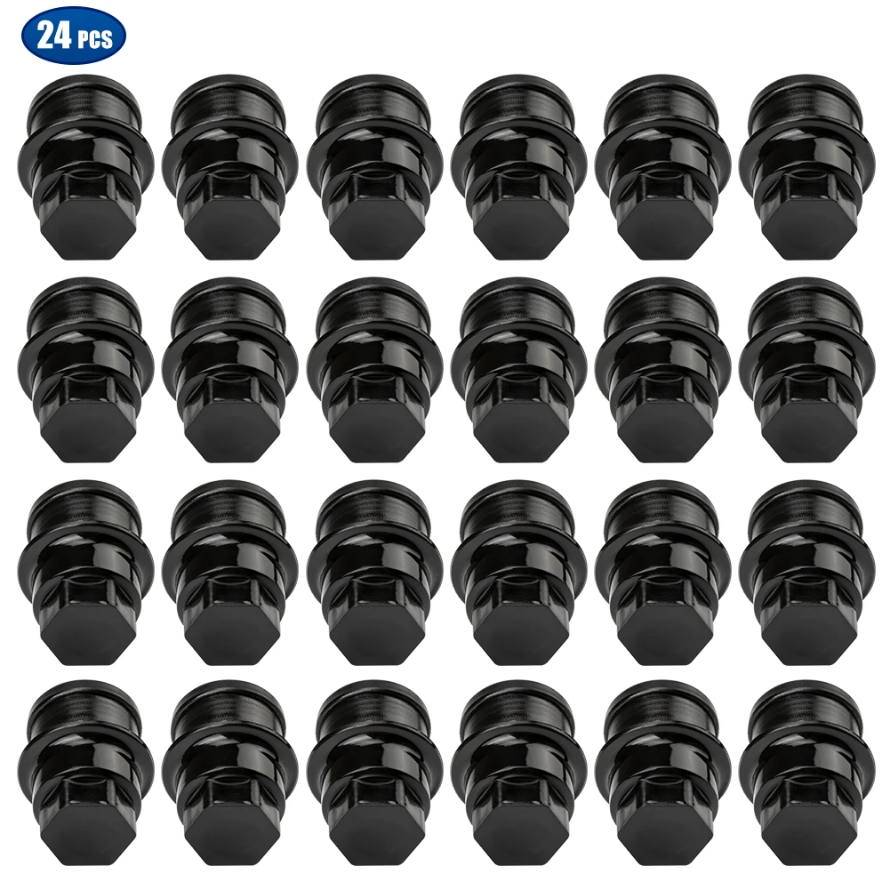 

24 Pcs New Black Wheel Lug Nut Cover Caps 12472838 15767268 for Chevrolet for GMC C1500 C2500 for Cadillac Truck Replacement