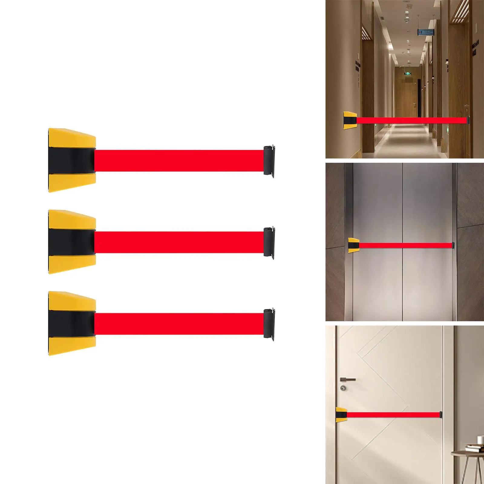 Wall Mount Retractable Belt Outdoor Do Not Cross Caution Tape Crowd Control Barrier for Corridor Elevator Banks Crowd Queue Shop