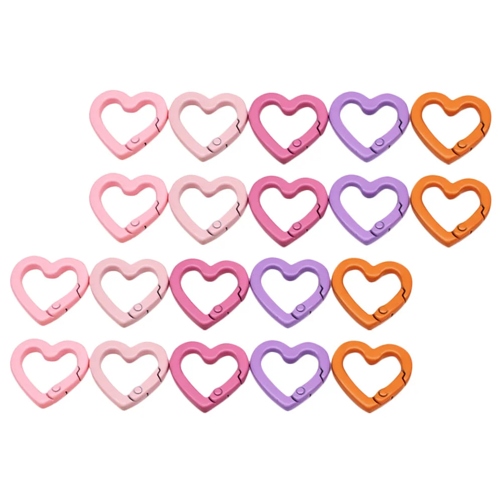 

20 Pcs Keychain Rings for Crafts Peach Heart Spring Buckle Fob Jewelry Making Clasps Shape Snap Clip Lanyards Keys