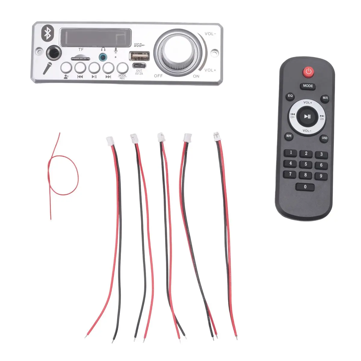 A64I Bluetooth MP3 WAV Decoder Board 80W Amplifier Handsfree Car Audio Microphone USB TF FM Radio Mp3 Player Speaker DC 12V