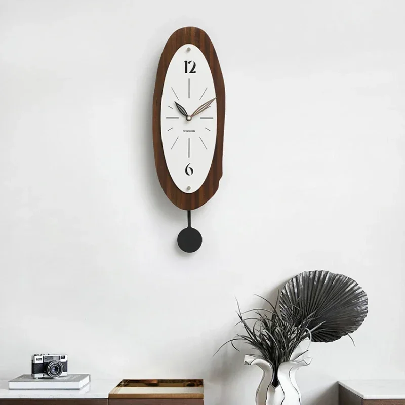 Retro Wooden Wall Clock Living Room and Entrance Timepiece Simple Home Decor Dining Room Wall Clock Great for Timeless Interiors