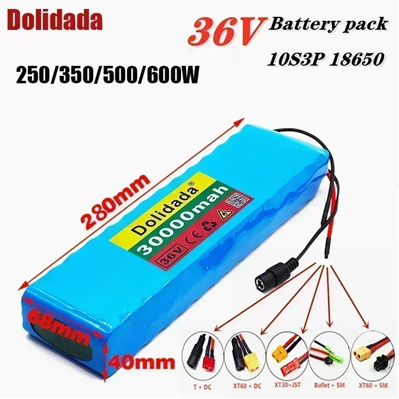 

2024 novel 10S3P 36V 30Ah battery ebike battery pack 18650 lithium-ion battery 350W 500W high-power electric scooterr