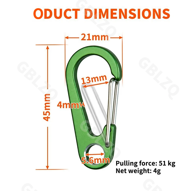 Aluminum Quick Link Carabiner 6061 Aircraft Aluminum Edc Keychain Backpack Clip Outdoor Portable Hook Multi-Color