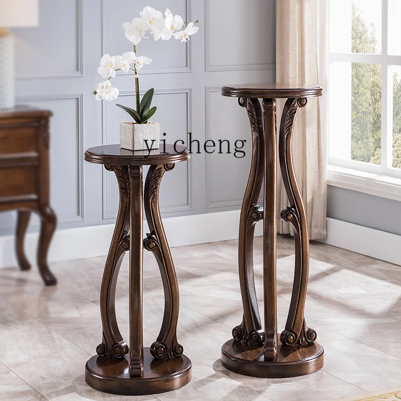 

all solid wood flower stand, living room round dill bonsai stand, flower table floor flower pot