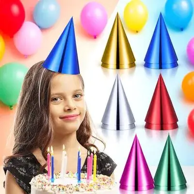 

12pcs Party Hats Colored Birthday Cone Hats Lightweight Paper Headwear For Birthday Celebration Fiesta Decorations Adult Party