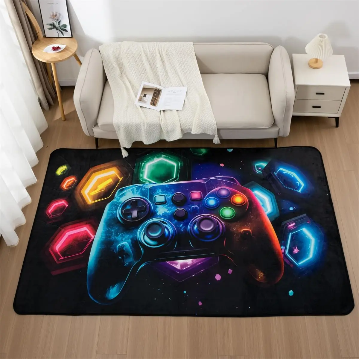 

Galaxy Game Console Area Rug For Bedroom Sofa Playroom Gaming Geometric Bedside Rugs Gamer Decorative Floor Mat Carpet (4X6