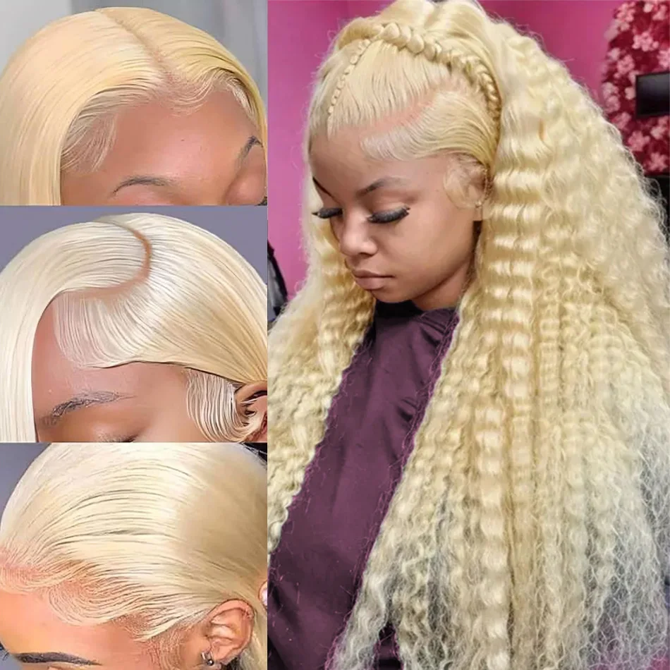 

613 Hd Lace Frontal Wigs 13X6 Honey Blonde Colored Lace Front Wigs Deep Wave Human Hair Wigs Brazilian Curly 30 Inch 230 Density