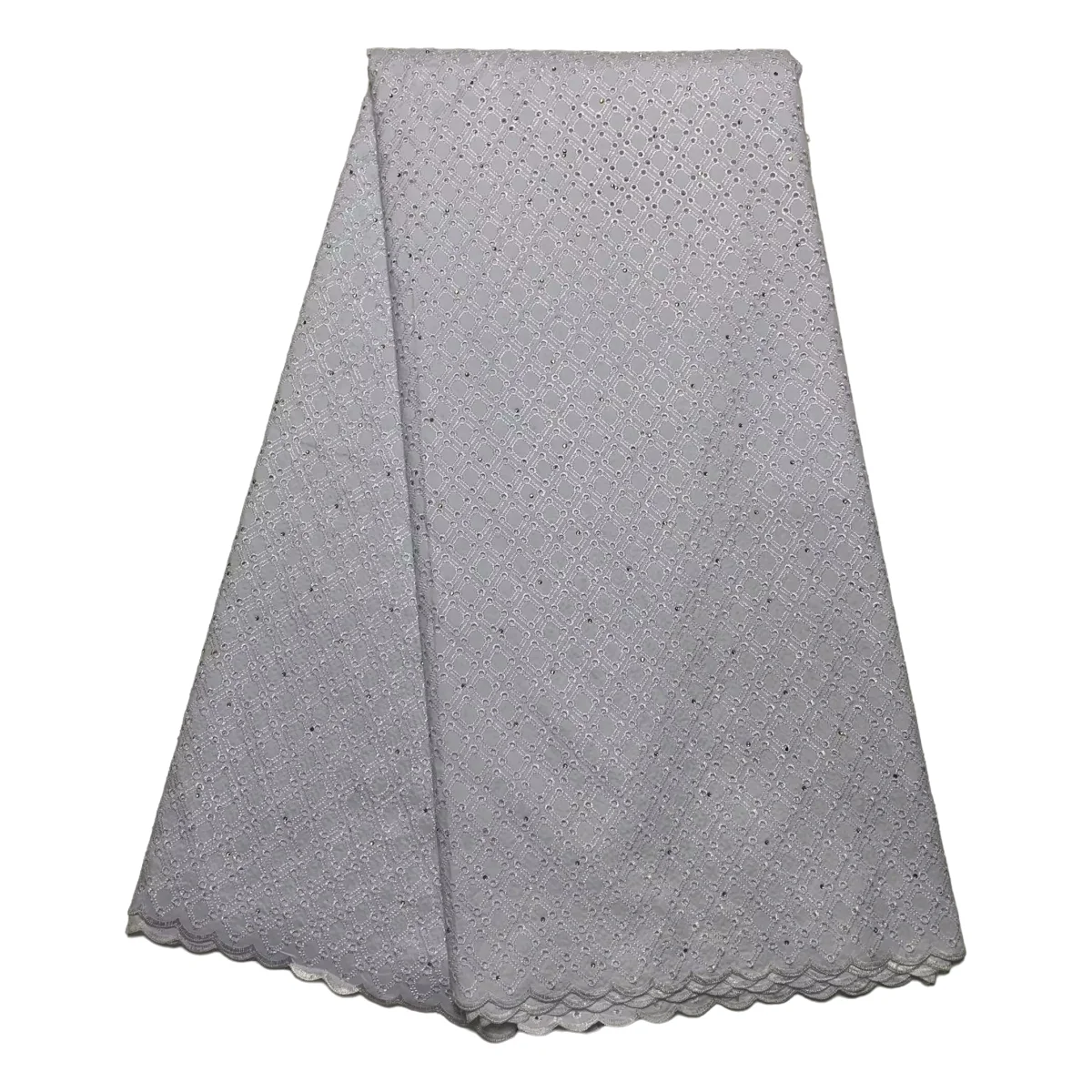 ไนจีเรียลูกไม้ผ้าฝ้ายเจ้าสาวแอฟริกัน Rhinestones ผ้าหัตถกรรมสําหรับชุดราตรีผ้าวัสดุ