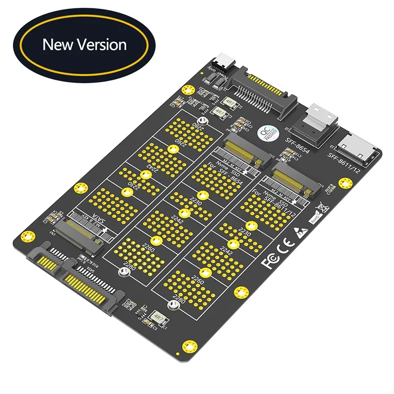 

3 in 1 SSD Adapter M.2 SATA B Key to SATA3.0 + NVME to SFF-8611/12 + NVME to SFF-8654 with SATA/USB-C Power for 2230-2280 M2 SSD