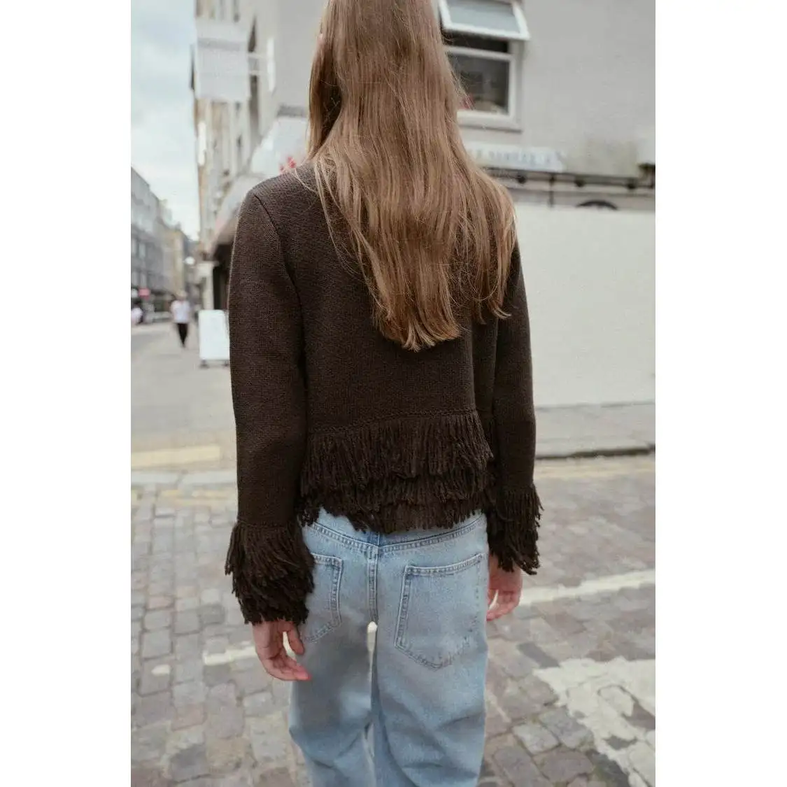 Faionable محبوك مهدب زرر ملابس خارجية للنساء جديد وصول الخريف الشتاء الشارع Sle ألياف البوليستر 00%