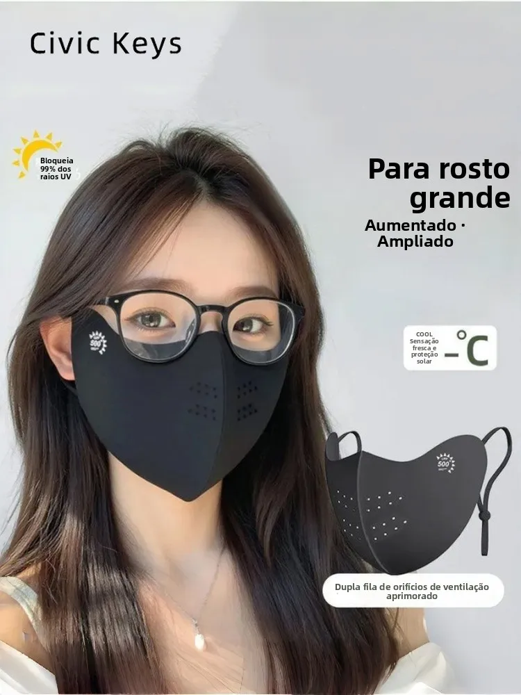 civic-keys-women's-summer-face-sunscreen-mask-high-aesthetic-value-small-face-ice-silk-wide-large-size-face-covering