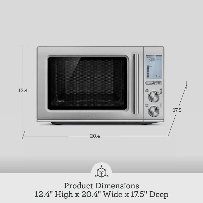 Гладкая волнистая микроволновая печь Breville, матовая нержавеющая сталь, BMO850BSS