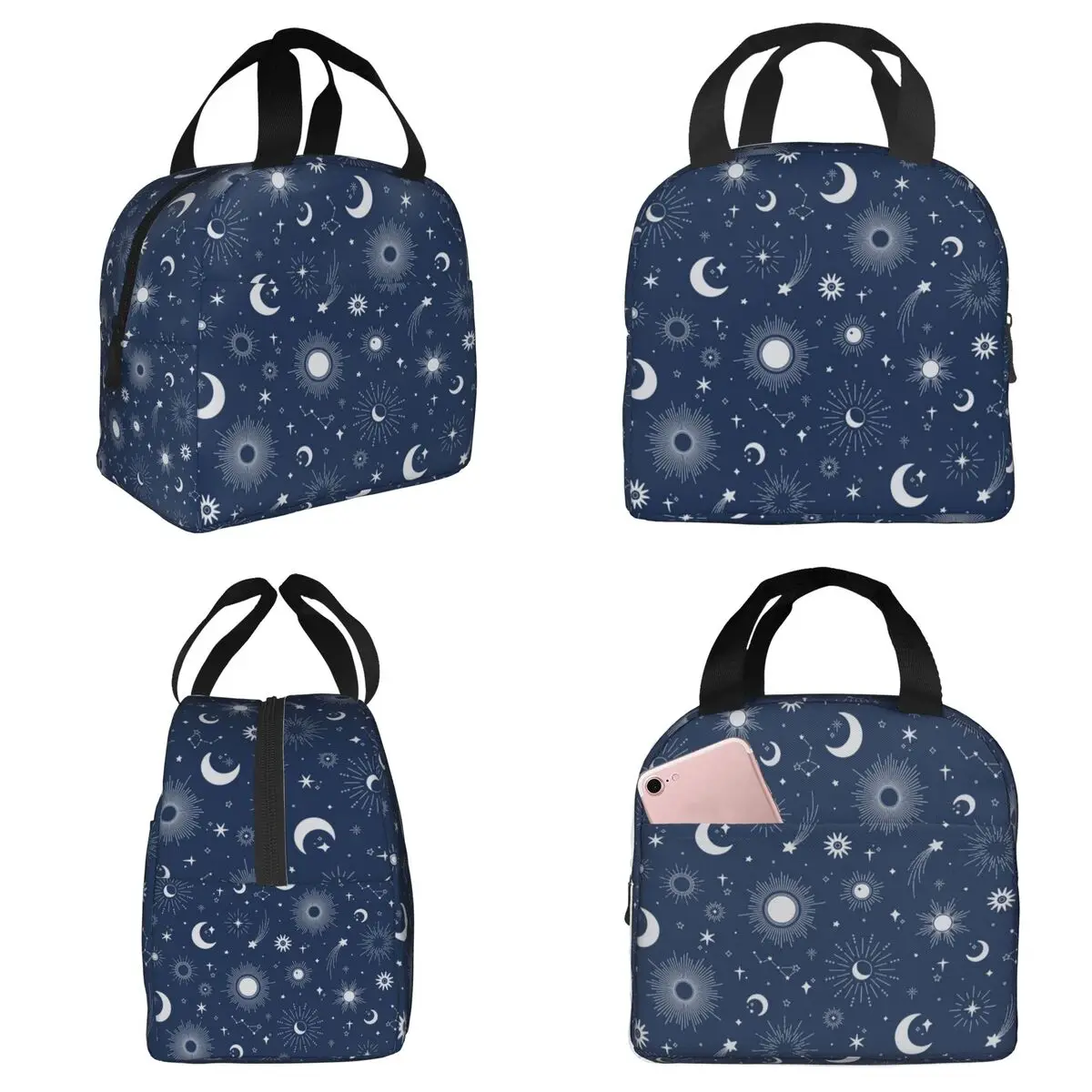 Sweet Celestial Suns, Moons And Stars Insulated Lunch Bag for Kids School Cooler Thermal Food Box Tote Lunch Boxes Container