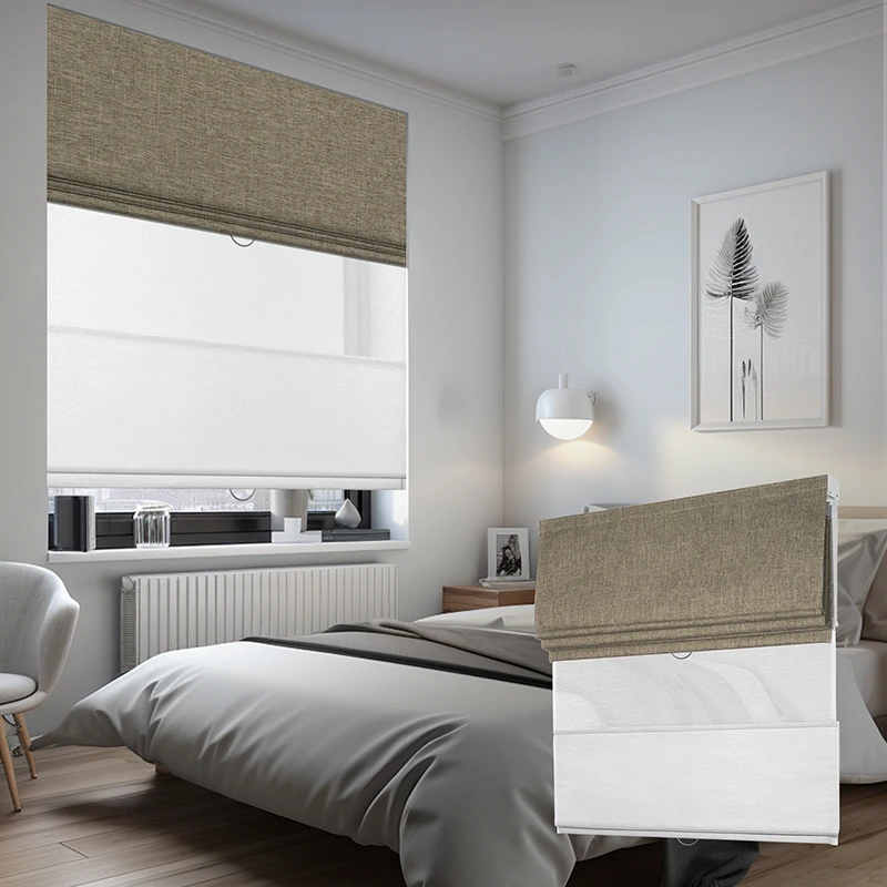 Two-in-one double-layer Roman blinds 2025 new product, beautiful, luxurious and easy to install in houses and offices