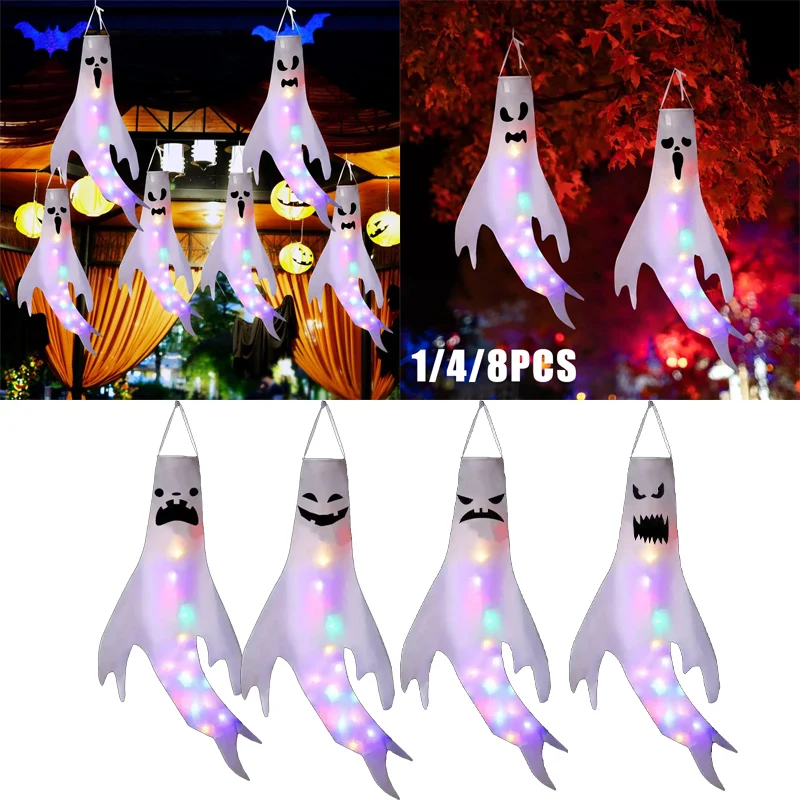 Große LED Halloween Outdoor Licht Hängen Geist Halloween Party Dress Up Glowing Spooky Lampe Horror Requisiten Home Bar Dekoration