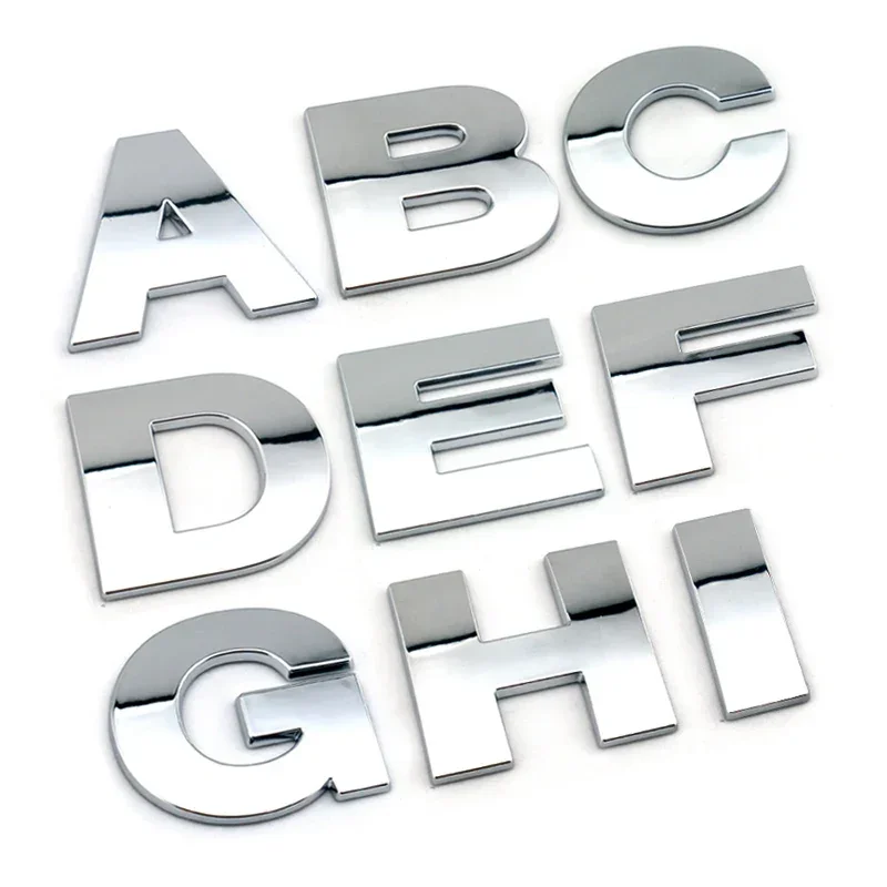 DIY 50mm High Customer Plastic 3d Chrome Letters Numbers Self Adhesive Alphabet Car Sticker Auto Sign Accessories Decoration