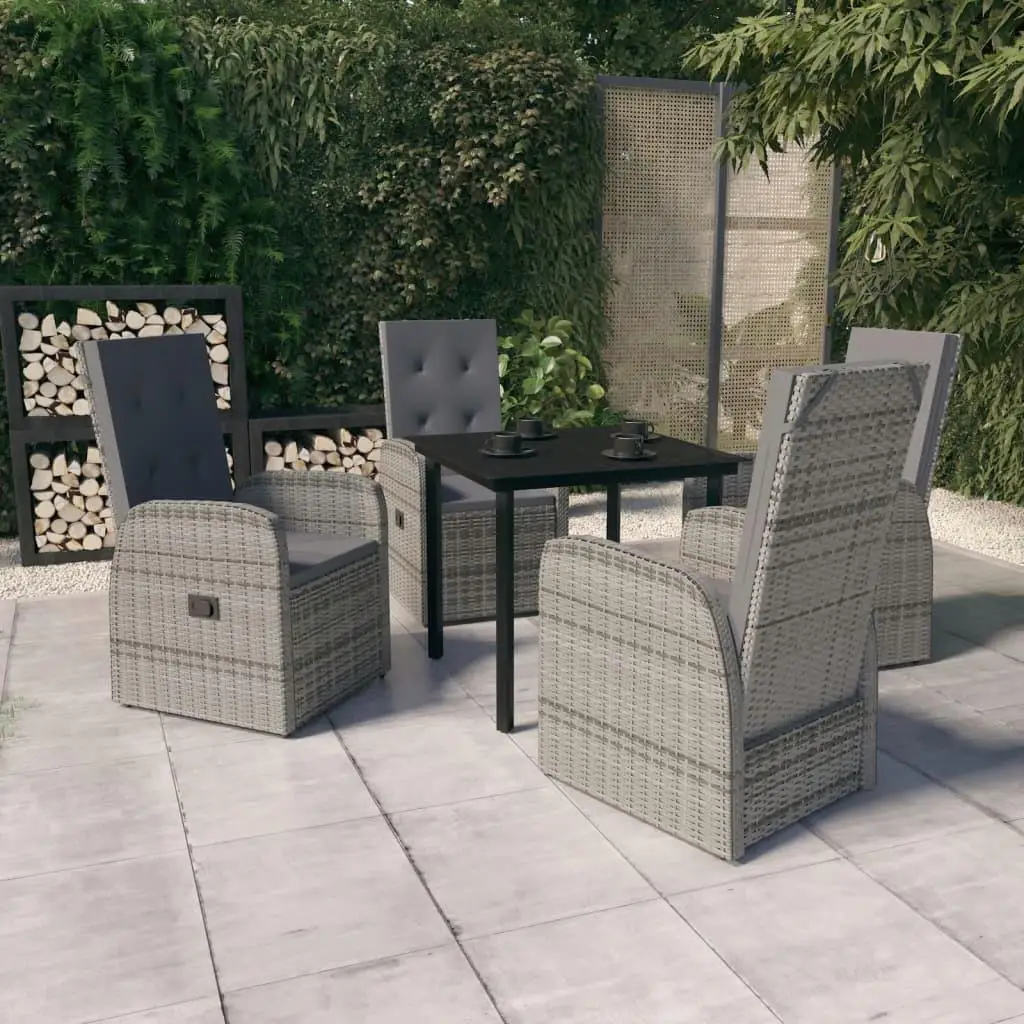 5-Piece Gray Patio Dining Set with Cushions - Outdoor Furniture for Garden & Balcony