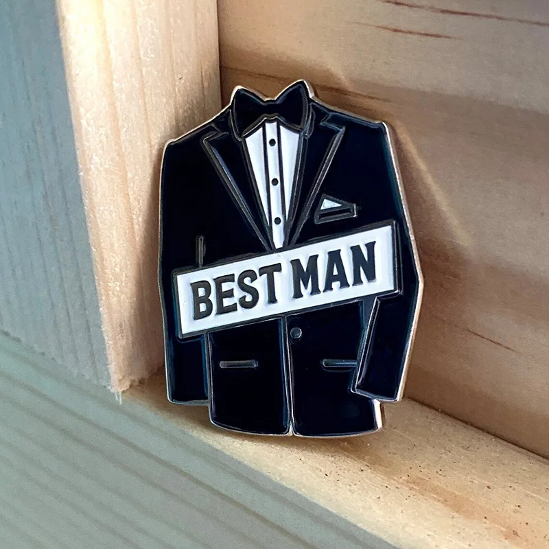 Groomsman Best Man padre della sposa sposo anello porta spilla distintivo matrimonio addio al celibato addio al nubilato decorazione proposta regalo