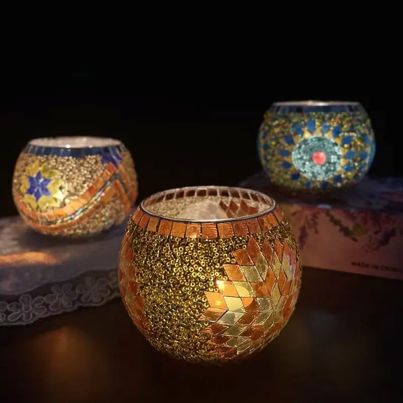 

European retro aromatherapy candle holder ornament candle cup base, holder romantic candle light home crystal glass crafts
