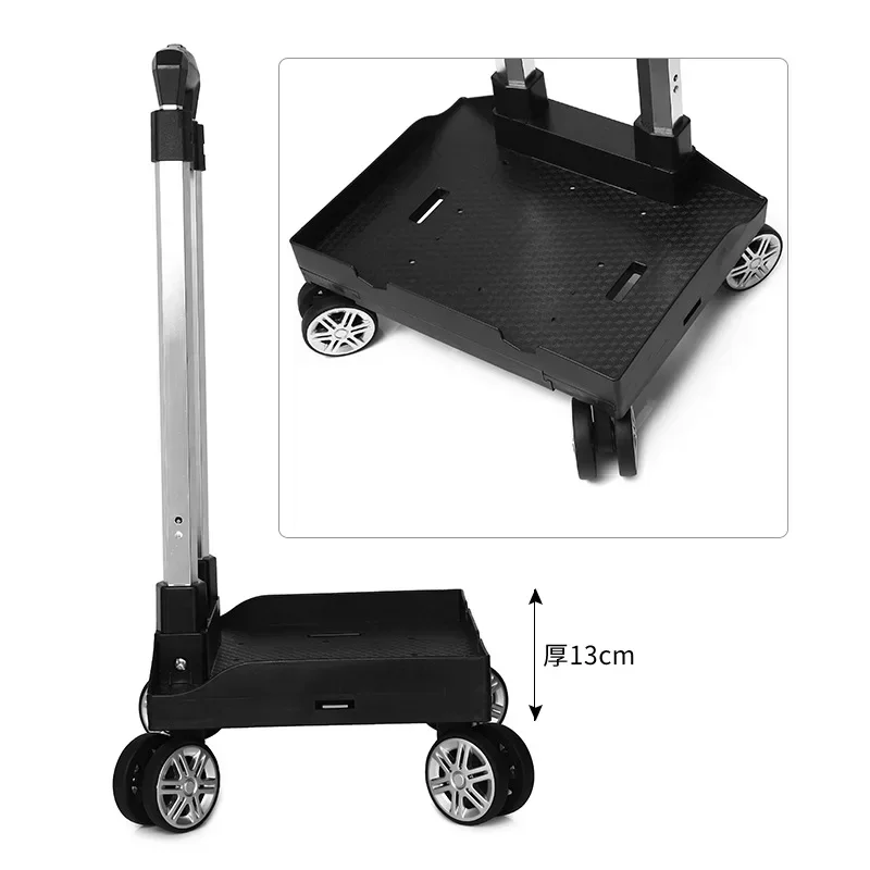 Backpack Trolley with Universal Wheels Foldable Rolling Luggage Cart, Student/Kid\'s Roller Attachment for School Bags/Backpacks