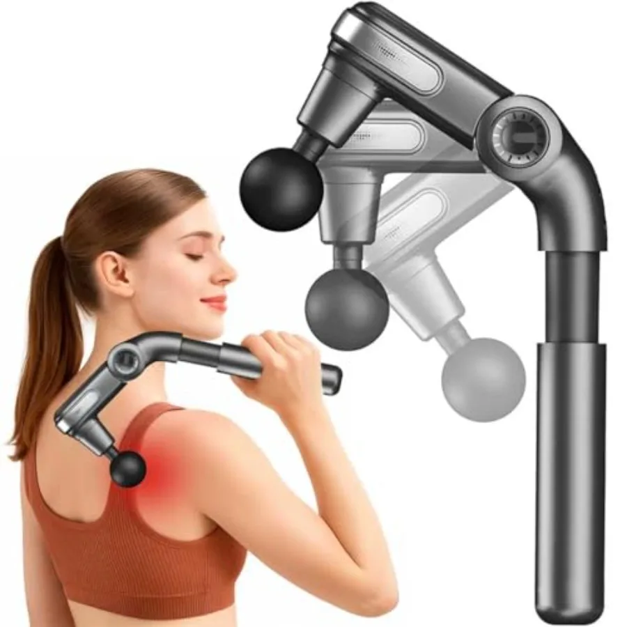 

Складной массажный пистолет для глубокого массажа тканей с выдвижной ручкой, массажер для спины и шеи для снятия боли, ручной массажер для плеч