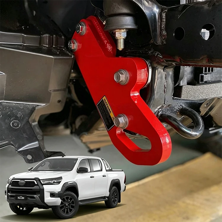 Front Tow Hooks for Toyota Hilux Revo Rocco Heavy-Duty Red Racing Style Tow Hook Off-Road Accessories 2PCS