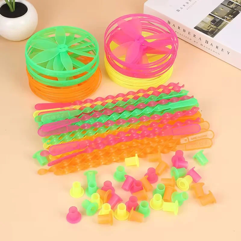 20pcs Hand pushed UFO Fairy Plastic Rotating Ring Flying Apsara Training Children's Sports Toys Student Gifts Outdoor Children