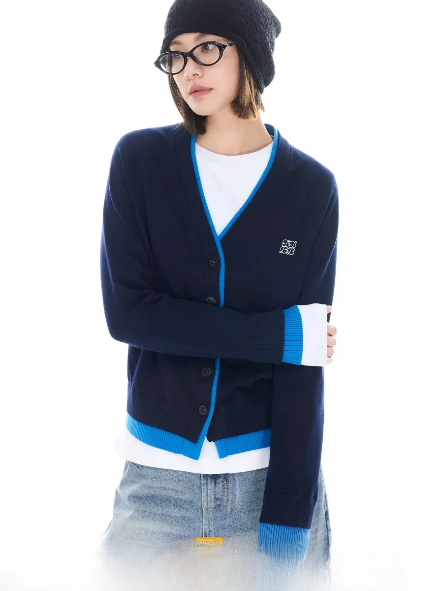 

Повседневный вязаный свитер из смесовой шерсти, женский искусственный двухсекционный цветной длинный кардиган Blo V-Ne, мягкий, удобный, дышащий