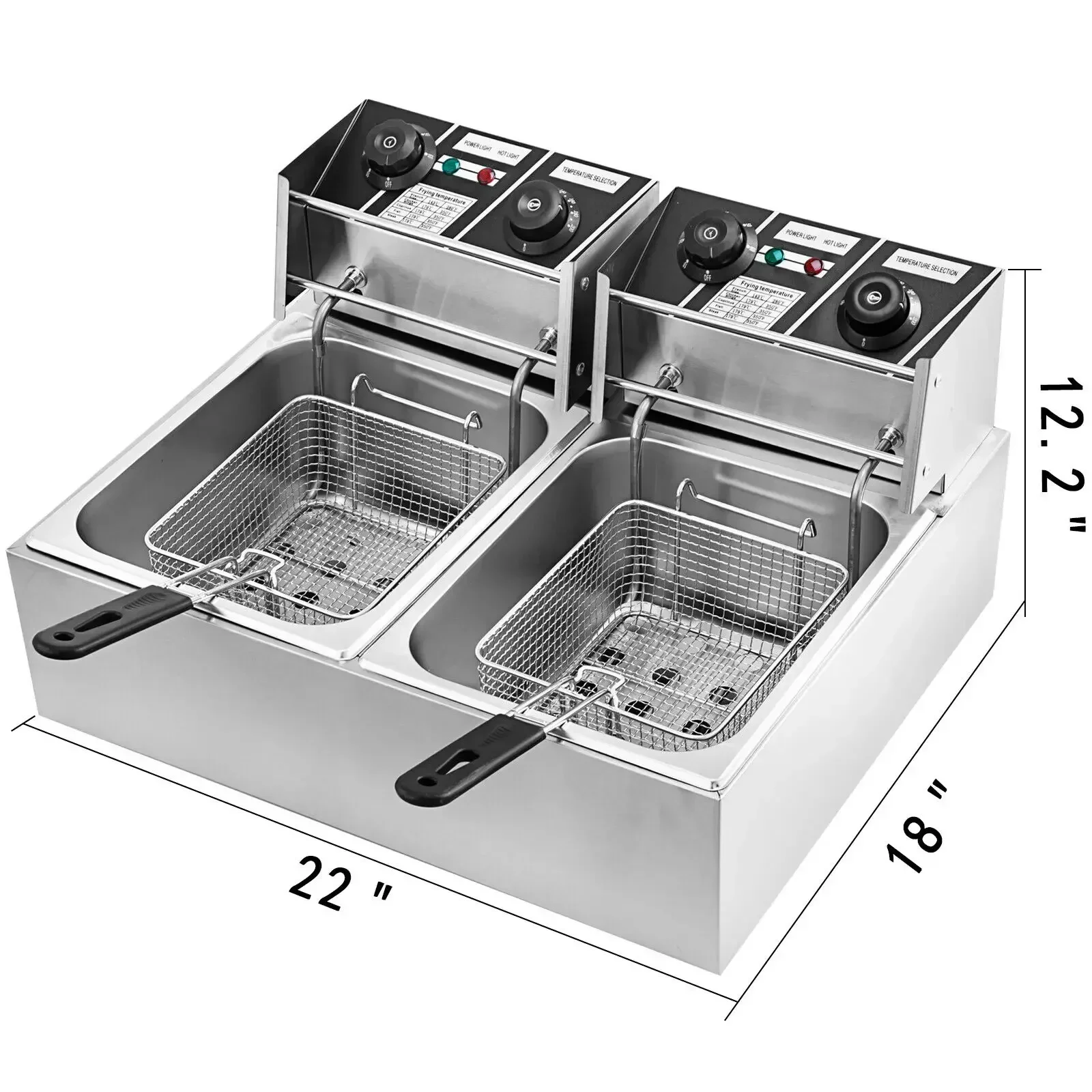 VEVOR Electric Deep Fryers 12L 20L Dual Tanks for Fast Food Restaurant or Camping Picnic Fried Chicken Frying Chips French Fries