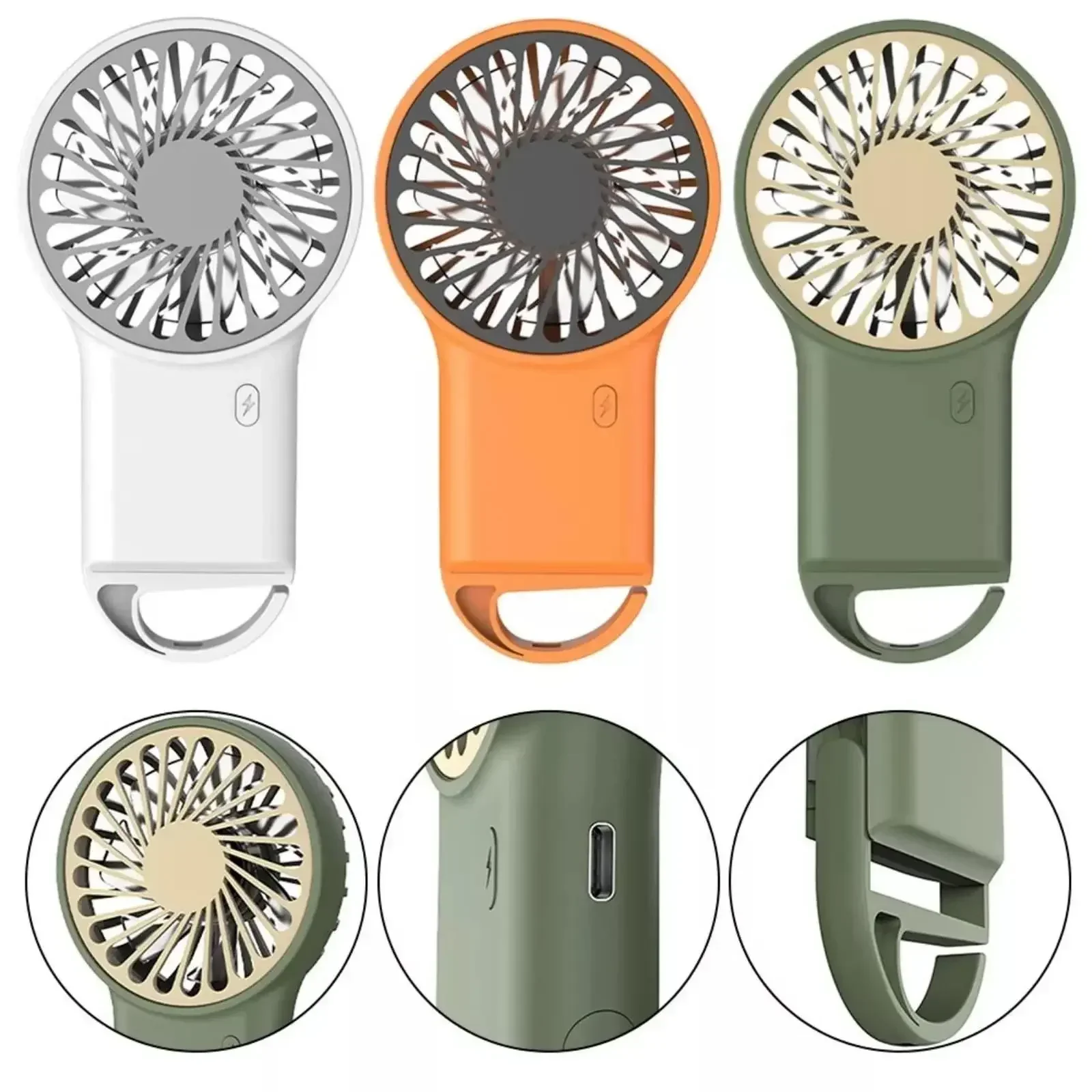 مروحة صغيرة محمولة بخطاف صغير محمول USB شحن سطح المكتب مكتب طالب الصيف الإغاثة الحرارة مروحة يدوية صامتة #2