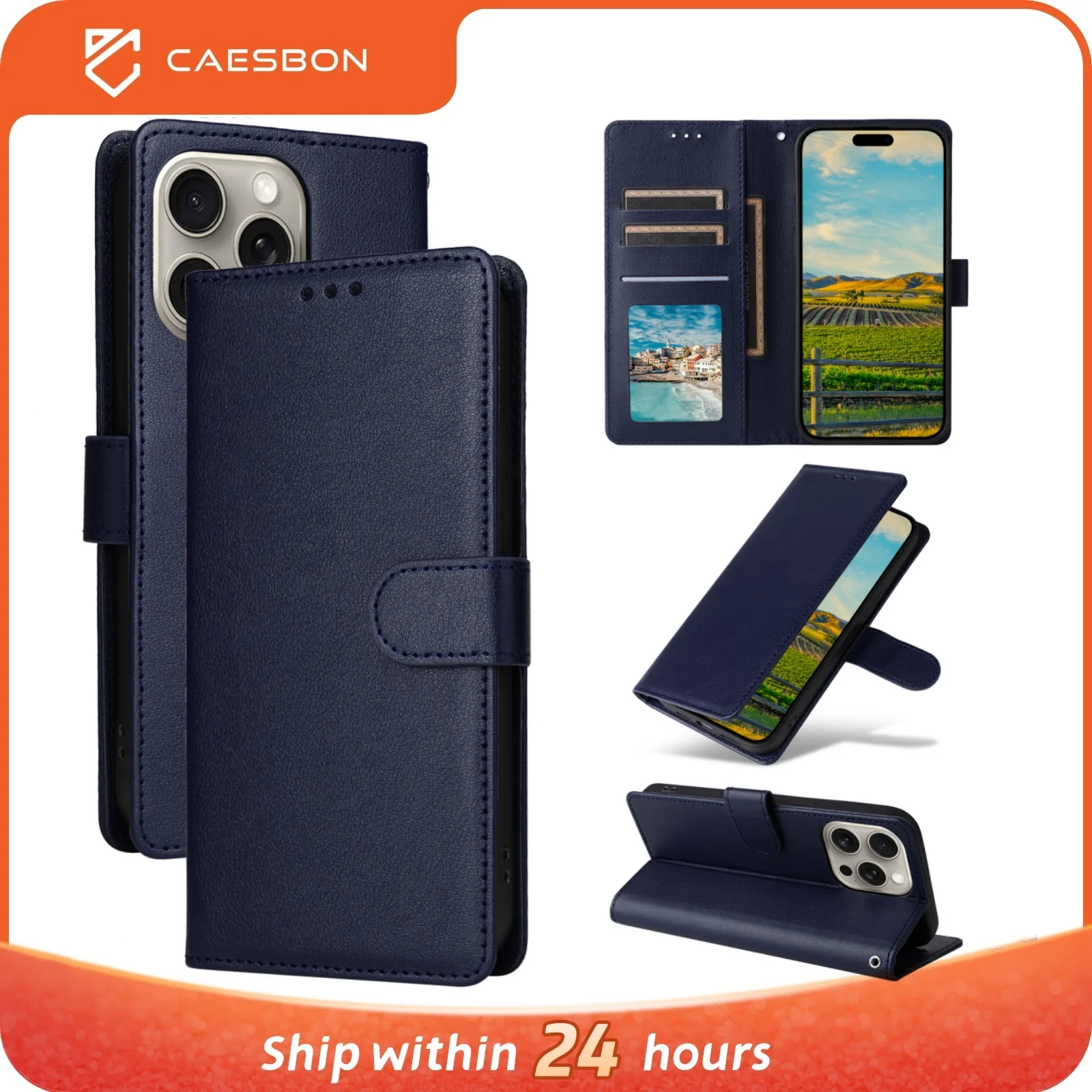 

CAESBON Leather Card Slot Wallet Iphone 16 Phone Case For Iphone 16 Pro Max 16 Plus 16 15 14 13 12 Pro Max 15 14 13 12 Pro XS XR