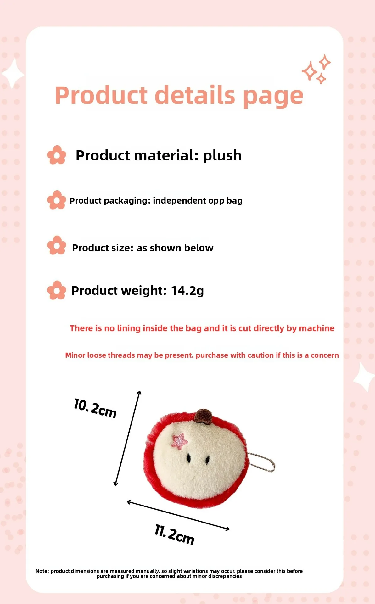 Koreanische super süße Apfel-Handtasche, kreative Cartoon-Plüschtasche, Anhänger, Mini-Tasche, Studenten-Kopfhörertasche, Aufbewahrung für Datenkabel, klein – Detail 1